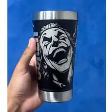 Copo Térmico 473ml Personalizado a Laser 360º Graus Presente Colecionador Coringa Sorrindo Presente Ideal