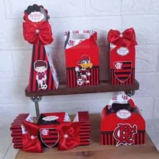 Kit Personalizado Tema futebol, Vermelho e Preto