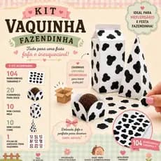 Kit Vaquinha Cute Fazendinha 104 Manchinhas + Mini Milk + mini Cone + Forminhas de doces+ adesivos