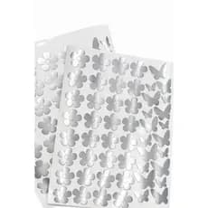 Adesivos Decorativos de Florzinhas e Borboletas na Cor Prata. 60 unidades