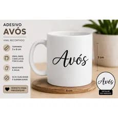 Adesivo Vinil Avós para Caneca de Porcelana | Personalização 3x6cm