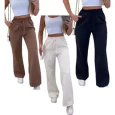 Calça Moletom Feminina Pantalona Com Elástico Moda Blogueira Moda Gringa Elegante Premium