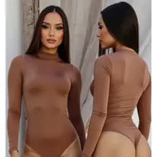 Body Feminino Suplex Manga Longa Inverno Frio Gola Alta Liso Moda Premium Moda Blogueira