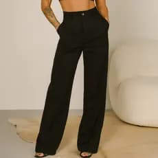 Calça Alfaiataria Social Pantalona Cintura Alta