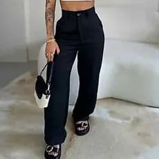 Calça Feminina Alfaiataria Premium Social Pantalona Moda Gringa Moda Blogueira Tendência Básica Elegante