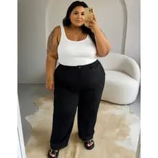 Calça Feminina Alfaiataria Plus Size Social Pantalona Moda Blogueira Elegante Premium G1 G2 G3 G4