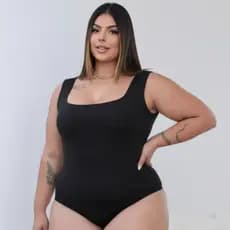 Body Plus Size Alça Decote Quadrado Com Forro Suplex Premium Básico Liso Confortável Tendência Moda Blogueira