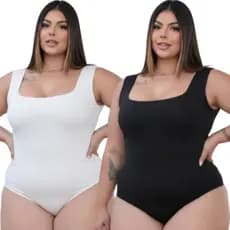 Kit 2 Body Plus Size Suplex Premium Decote Quadrado Com Forro e Alça Básico Liso Confortável Tendência Moda Blogueira