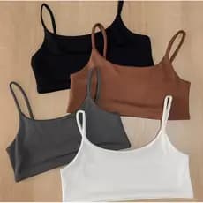 KIT 3 Top Academia Forro Duplo Alça Fina Suplex Premium Com Elástico Feminino Fitness