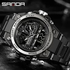 Sanda Relógio Masculino à Prova D'água Relógio Esportivo Moda Luxo LED Digital Militar Multifuncional Relógio Masculino
