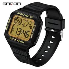 SANDA Quadrado Cronômetro De Tela Grande Moda Luxuoso Casual Impermeável Relógio Homem Presente 2129-12