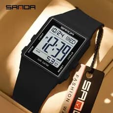 SANDA Relógio Multifuncional Dual Time Contagem Regressiva Cronômetro Alarme Carrilhão De Hora Luminoso Dia Data À Prova