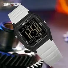 SANDA Digital Student Exam Watch Dual Time Countdown Snooze Alarm Aviso De Hora Cronômetro Luminoso Semana Data 12/24H M
