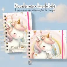 Caderneta de Vacina + Livro do Bebê Menina Unicórnio | Kit Infantil Personalizado | Registro de Memórias e Saúde do Bebê