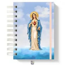 Caderno Imaculado Coração de Maria | A5 Personalizável, Fechamento em Elástico, Capa Dura