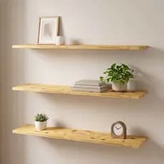 Kit 3 Prateleiras Flutuantes Madeira Pinus Maciça 120x20 Suporte Invisível Parede Sala Quarto