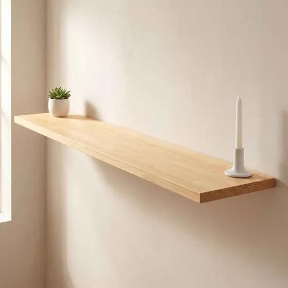 Prateleira Flutuante Pinus Maciça Sem Nós 120x20 Suporte Invisível Parede Decorativa Sala Quarto