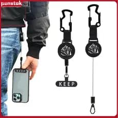 Outdoor Phone Holder Mobile Retractable with 60cm Cord – Stainless Steel Anti-theft Security Belt Clip Quick Access Ac