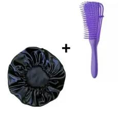 Kit Escova Pente Polvo Desembaraça + Touca De Cetim Antifrizz