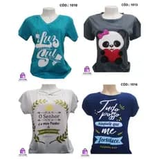 Camiseta Estampada T-shirt Feminina Manga Curta Blusa Baby Look Promo Diversos