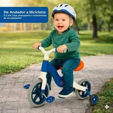 Bicicleta Infantil de Equilíbrio 2 em 1 com Rodinhas Removíveis A Partir 12 Meses Aprendizado Passeio Bicicleta Azul