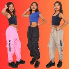 PROMOÇAO KIT 3 Calça Para Meninas Estilosas Calça Feminina Infantil Jogger Cargo 4 Bolso Tecido Tactel Moda Crianças