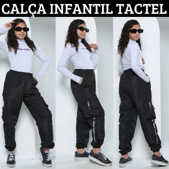 Calça Infantil Feminina Tactel Jogger Cargo Street Calça Para Crianças Meninas 4 Bolsos  Lindas Cores