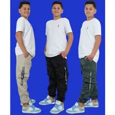 Calça Juvenil Jogger Cargo Infantil Menino Preta Verde Bege Tamanho 10 12 14 Anos 4 Bolsos Blogueiro Street Moda