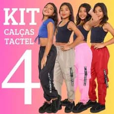 PROMOÇAO KIT 4 Calça Jogger Infantil Feminina Para Meninas Estilosas Calça Cargo 4 Bolso Tecido Tactel Moda Crianças