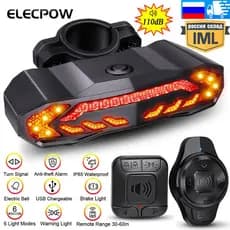 Bicicleta Alarme Farol Traseiro Antifurto USB Recarregável À Prova D'água Luz Traseira De Giro De Alerta De Sinal De Freio