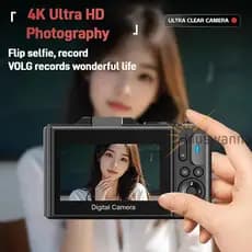 Câmera Digital 64MP WIFI 4K Selfie Zoom 18X Com Tela Flip De 180 Vlog