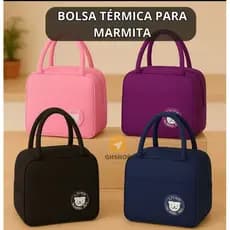 Bolsa térmica portátil Lancheira Térmica marmita viagem passeio academia com alça
