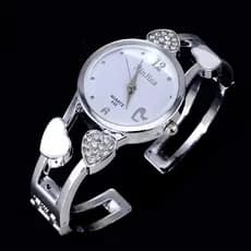 Xinhua Relógio De Pulso Feminino Com Pulseira De Aço Inoxidável Com Formato De Coração / Flor
