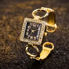 Cansnow Relógio Feminino Aberto Com Mostrador Diamante
