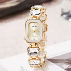 Relógio De Pulseira Feminina De Luxo Com Zircônia Colorida E Quartzo Incrustado