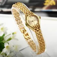 Relógio Analógico De Quartzo Feminino Em Aço Inoxidável Com Pulseira De Ouro