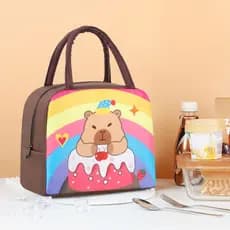 Bolsa De Almoço Isolada Com Animais De Desenho Animado , Lancheira Reutilizável , Adequada Para Adultos E Crianças , Beg
