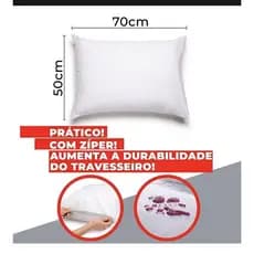 Fronha Impermeável Protetora de Travesseiro capa Branca 50x70 cm com Zíper