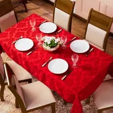 Toalha De Mesa 4 ou 6 Lugares Jacquard Tecido Cozinha