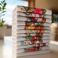 Pano De Prato Estampado Bainha Kit Com 10 Peças