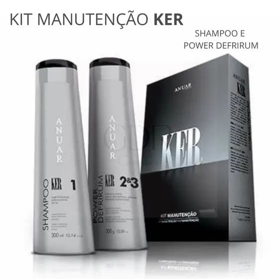 Kit Manutenção Pós Progressiva Cabelo Tratamento Profissional KER Anuar 300ml / 300g