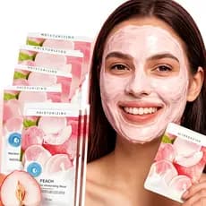 Máscara Fácial de Niacinamida Pêssego, Hidratante, Suavizante, Presente Ideal para Festas Femininas