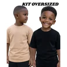 👕 Kit 2 Camisetas - Cores Aleatórias - Suedini Oversized Kids e Meninos -Conforto Premium & Estilo Street