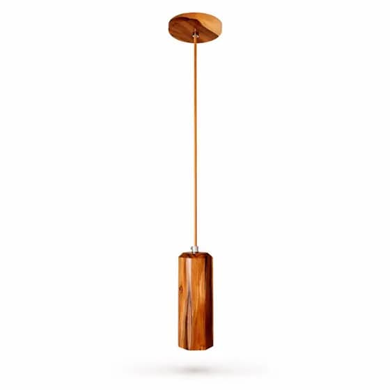 Pendente Madeira Decoração Ponto de Luz LED p/ Lâmpada Halopin