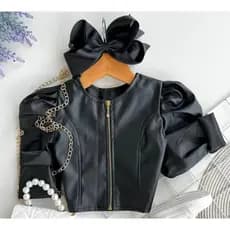 Jaqueta Courino Infantil Mini Diva Blogueirinha Modinha Luxo Jaqueta de menina
