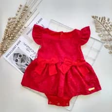 Roupa de Bebê Natal Body de menina Romper de Natal Roupa infantil de menina renda 6 a 12 meses