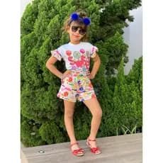 Conjunto Infantil de Menina  Estilo Mini Diva Blogueirinha Fresco