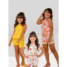 Kit de roupa infantil Sortido 6 Peças de Roupas Infantil Menina - 3 blusas + 3 Bermudas - Promoção - Kit com 3 Conjuntos de Roupa Infantil Menina