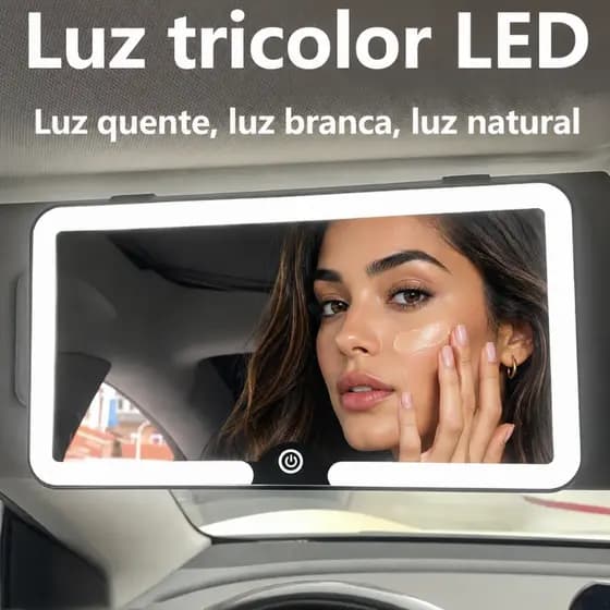 Espelho De Carro Com 3 Modos De Luz E 60 LEDs Recarregável Luz de toque