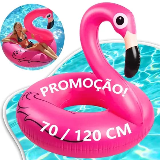 Boia inflável Flamingo Grande 70 e 120cm Para Piscina, Praia e Festas - Criança e adulto até 100kg